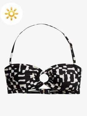 🌴 🆕 Banana Republic Factory Black and White Bikini Top. Size L.  NWOT